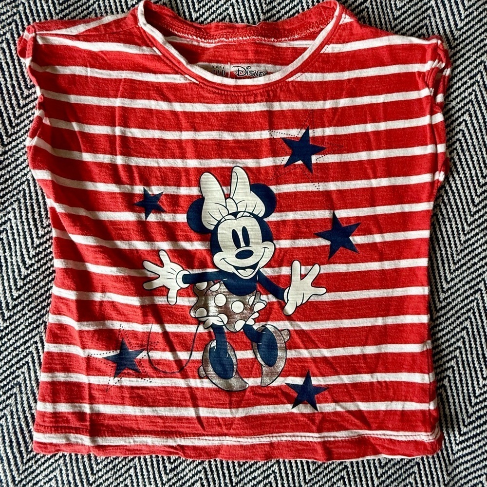 ❤️ babyGap × Disney Minnie Mouse Striped Tee – Size 2T